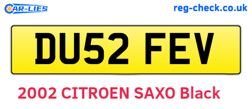 DU52FEV are the vehicle registration plates.