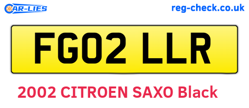FG02LLR are the vehicle registration plates.