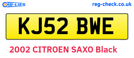 KJ52BWE are the vehicle registration plates.