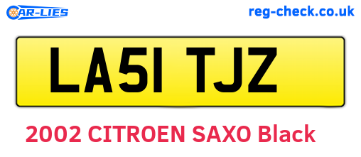 LA51TJZ are the vehicle registration plates.