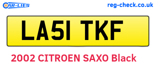 LA51TKF are the vehicle registration plates.
