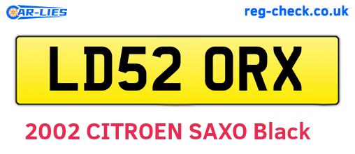 LD52ORX are the vehicle registration plates.
