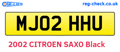 MJ02HHU are the vehicle registration plates.