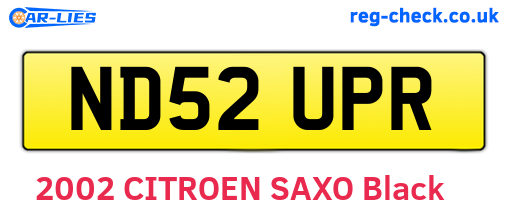 ND52UPR are the vehicle registration plates.
