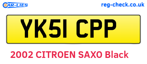 YK51CPP are the vehicle registration plates.