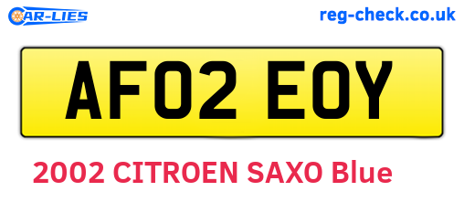 AF02EOY are the vehicle registration plates.