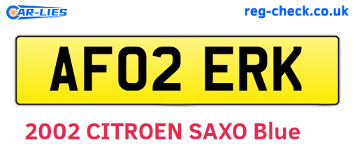 AF02ERK are the vehicle registration plates.