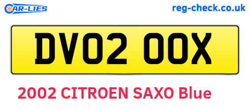 DV02OOX are the vehicle registration plates.
