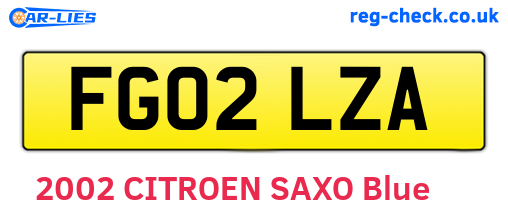 FG02LZA are the vehicle registration plates.