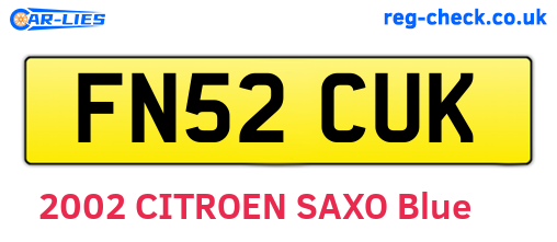 FN52CUK are the vehicle registration plates.