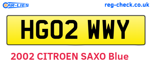 HG02WWY are the vehicle registration plates.
