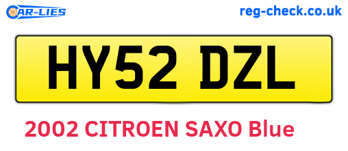 HY52DZL are the vehicle registration plates.