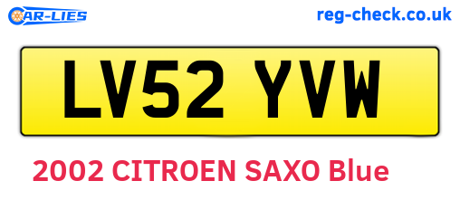 LV52YVW are the vehicle registration plates.