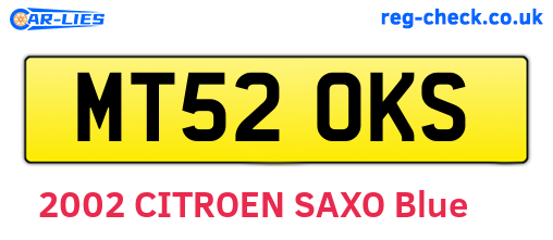 MT52OKS are the vehicle registration plates.