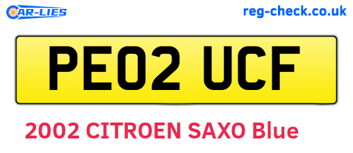 PE02UCF are the vehicle registration plates.