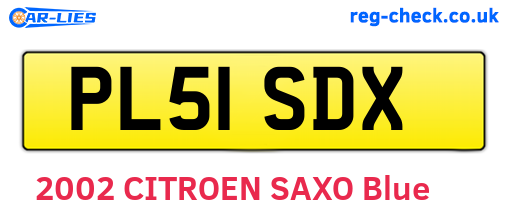 PL51SDX are the vehicle registration plates.