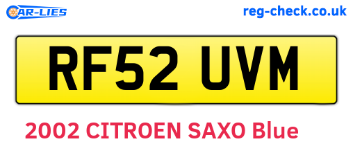 RF52UVM are the vehicle registration plates.