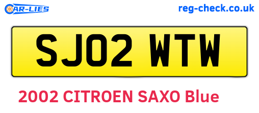 SJ02WTW are the vehicle registration plates.