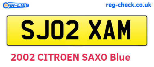 SJ02XAM are the vehicle registration plates.