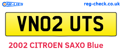VN02UTS are the vehicle registration plates.