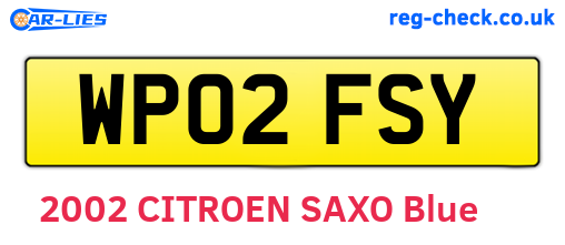 WP02FSY are the vehicle registration plates.