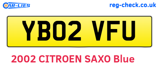 YB02VFU are the vehicle registration plates.