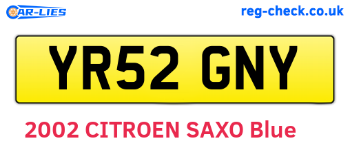 YR52GNY are the vehicle registration plates.