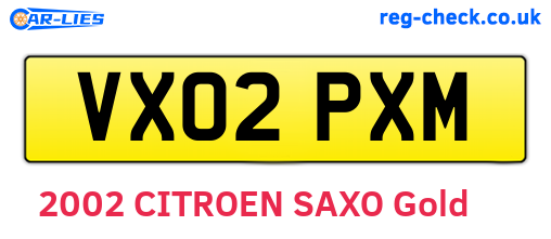 VX02PXM are the vehicle registration plates.