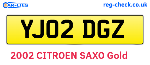 YJ02DGZ are the vehicle registration plates.