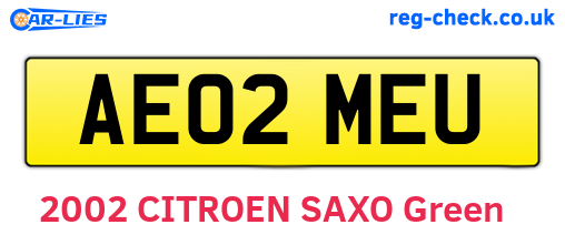 AE02MEU are the vehicle registration plates.