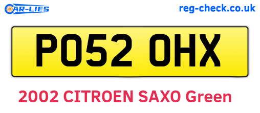 PO52OHX are the vehicle registration plates.