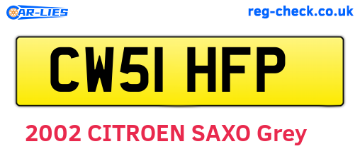 CW51HFP are the vehicle registration plates.