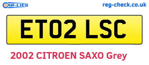 ET02LSC are the vehicle registration plates.