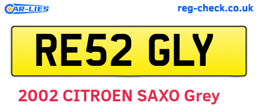 RE52GLY are the vehicle registration plates.