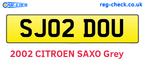SJ02DOU are the vehicle registration plates.