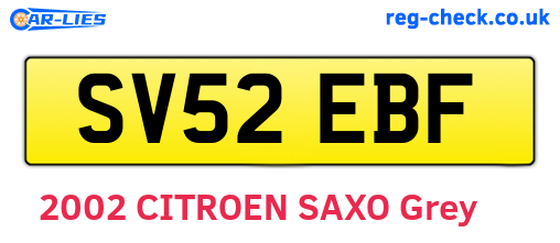 SV52EBF are the vehicle registration plates.