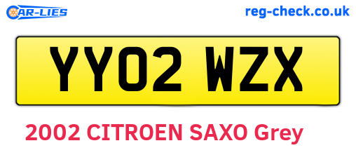 YY02WZX are the vehicle registration plates.