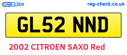 GL52NND are the vehicle registration plates.