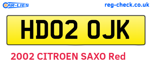 HD02OJK are the vehicle registration plates.