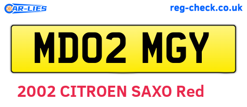 MD02MGY are the vehicle registration plates.