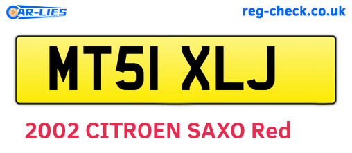 MT51XLJ are the vehicle registration plates.