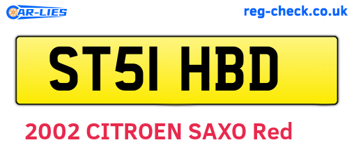 ST51HBD are the vehicle registration plates.