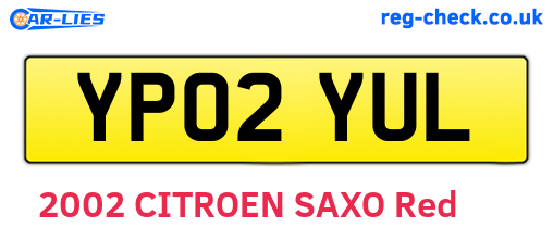 YP02YUL are the vehicle registration plates.