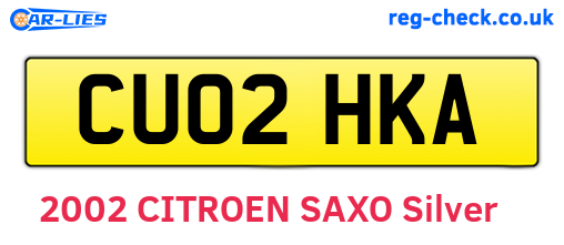 CU02HKA are the vehicle registration plates.