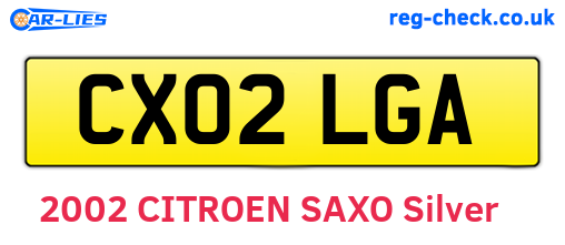 CX02LGA are the vehicle registration plates.