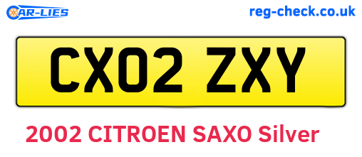 CX02ZXY are the vehicle registration plates.