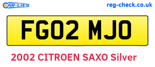 FG02MJO are the vehicle registration plates.