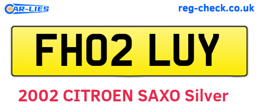 FH02LUY are the vehicle registration plates.