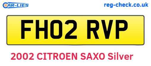 FH02RVP are the vehicle registration plates.