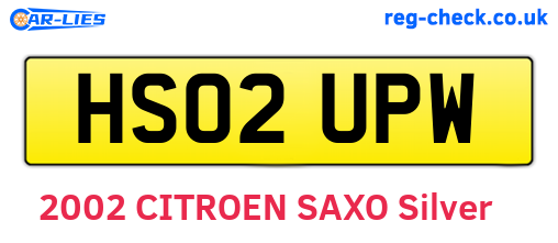 HS02UPW are the vehicle registration plates.